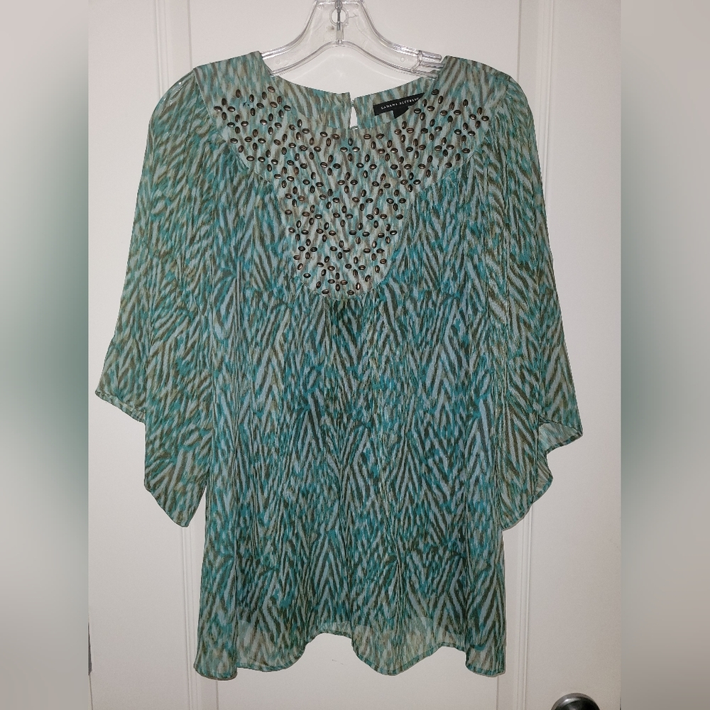 Banana Republic Blue & Green Silk Top
